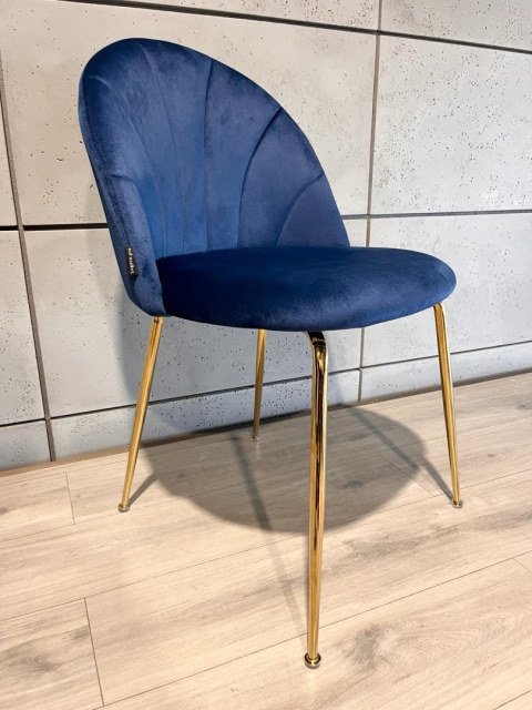 Krzesło tapicerowane CAMILA BLUE VELVET GOLD II GATUNEK