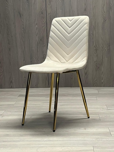 Krzesło tapicerowane TRIO VELVET BEIGE GOLD