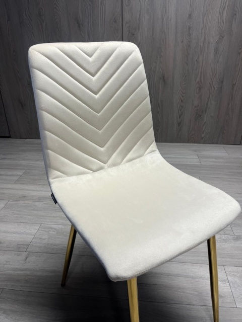 Krzesło tapicerowane TRIO VELVET BEIGE GOLD