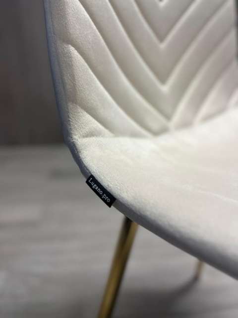 Krzesło tapicerowane TRIO VELVET BEIGE GOLD