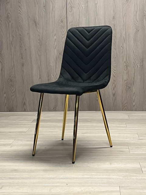 Krzesło tapicerowane TRIO VELVET BLACK GOLD