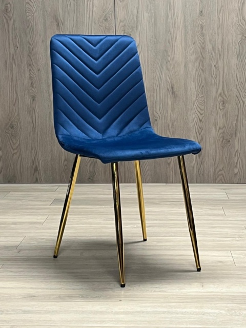Krzesło tapicerowane TRIO VELVET BLUE GOLD