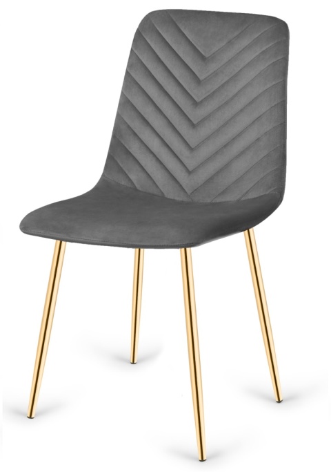 Krzesło tapicerowane TRIO VELVET DARK GREY GOLD