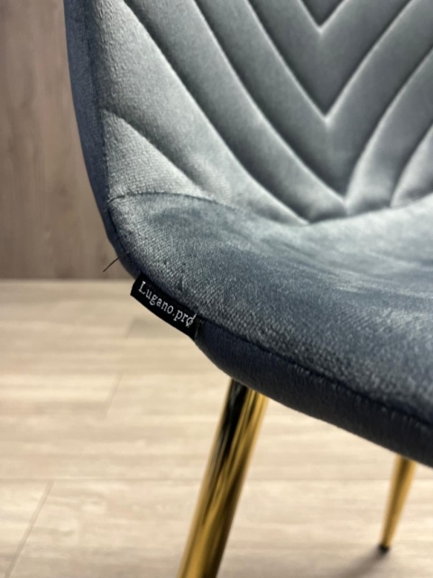 Krzesło tapicerowane TRIO VELVET DARK GREY GOLD