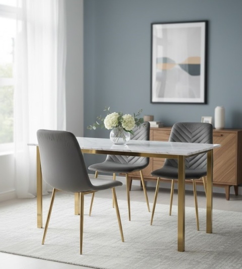 Krzesło tapicerowane TRIO VELVET DARK GREY GOLD