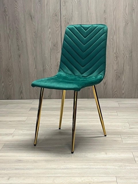 Krzesło tapicerowane TRIO VELVET GREEN GOLD