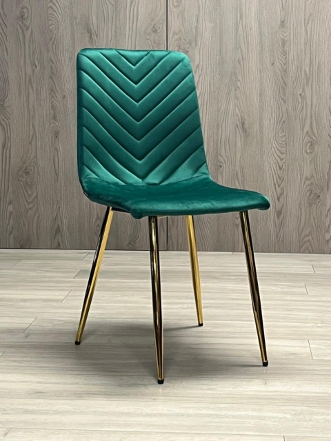 Krzesło tapicerowane TRIO VELVET GREEN GOLD