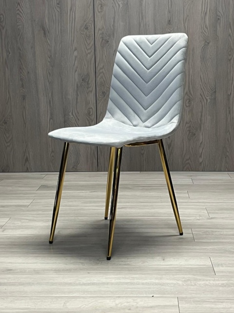 Krzesło tapicerowane TRIO VELVET LIGHT GREY GOLD