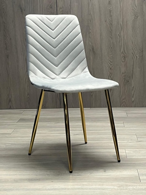 Krzesło tapicerowane TRIO VELVET LIGHT GREY GOLD