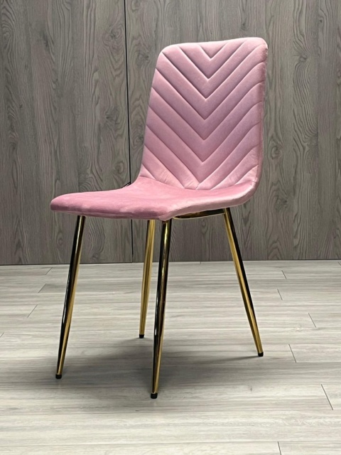 Krzesło tapicerowane TRIO VELVET PINK GOLD