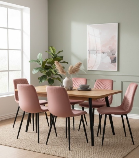 Krzesło tapicerowane TRIO VELVET PINK