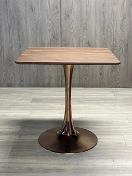 Stół skandynawski kwadratowy TORI SLIM Brown Wood 70 COPPER