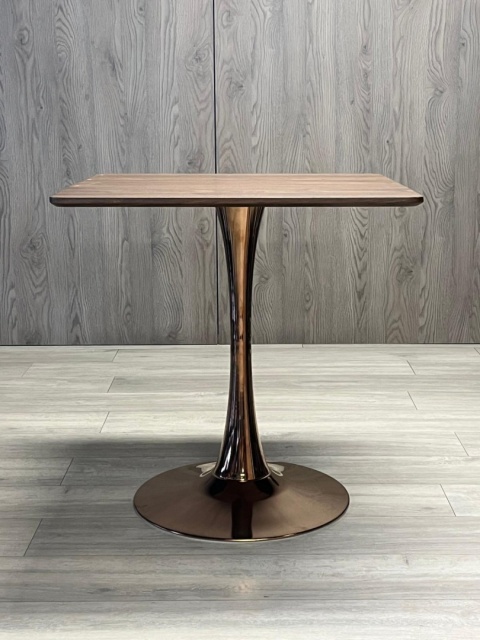 Stół skandynawski kwadratowy TORI SLIM Brown Wood 70 COPPER