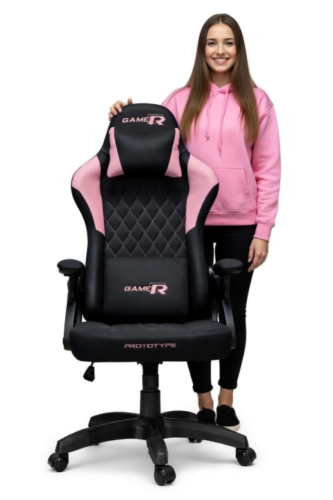 Fotel obrotowy gamingowy DESMO XL PINK FABRIC