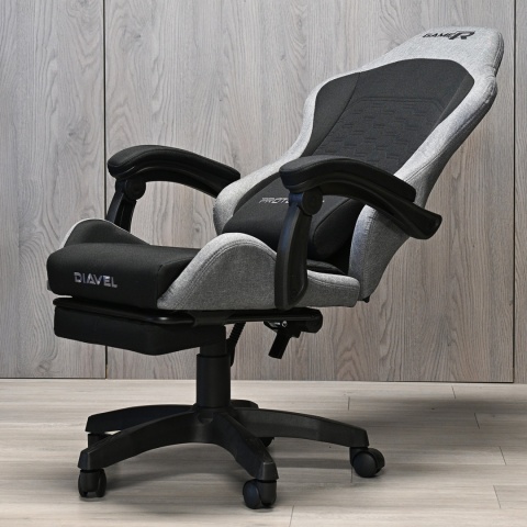 Fotel obrotowy gamingowy DIAVEL PRO FABRIC FULL GREY XL