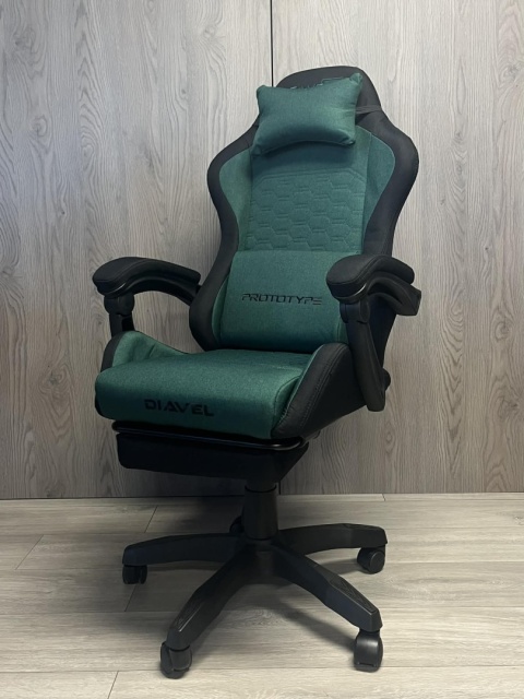 Fotel obrotowy gamingowy DIAVEL PRO FABRIC GREEN XL