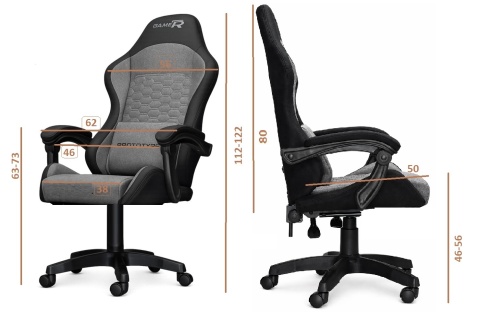 Fotel obrotowy gamingowy EVO FABRIC FULL GREY BLACK XL