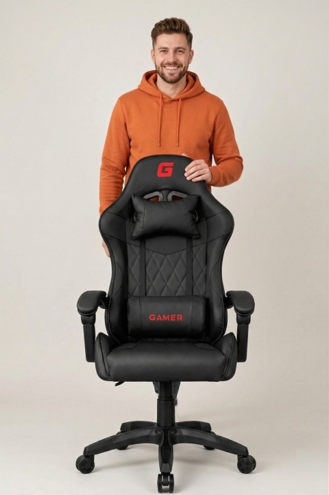 Fotel obrotowy gamingowy EVO PU BLACK XL