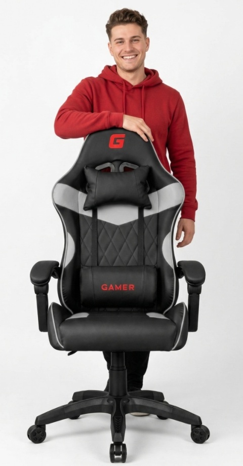 Fotel obrotowy gamingowy EVO PU GREY XL