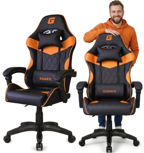 Fotel obrotowy gamingowy EVO PU ORANGE XL