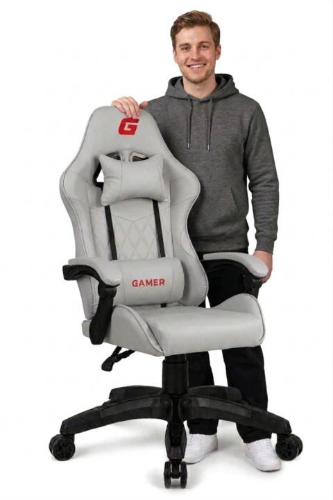 Fotel obrotowy gamingowy EVO PU STONE FULL GREY XL