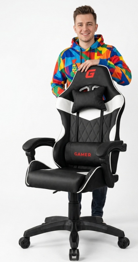 Fotel obrotowy gamingowy EVO PU WHITE XL