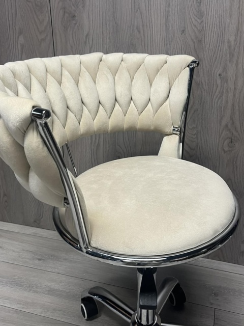Krzesło obrotowe warkocz TRECCIA OFFICE BEIGE VELVET