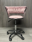 Krzesło obrotowe warkocz TRECCIA OFFICE PINK VELVET