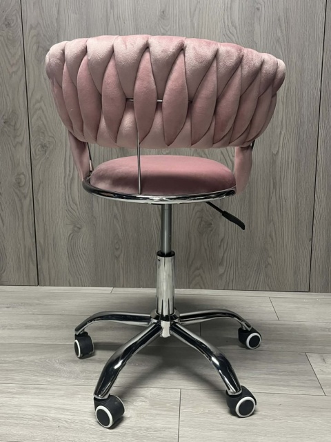 Krzesło obrotowe warkocz TRECCIA OFFICE PINK VELVET