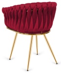 Krzesło plecione Lugano fotel TRECCIA BURGUNDY VELVET GOLD