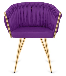 Krzesło plecione Lugano fotel TRECCIA PURPLE VELVET GOLD