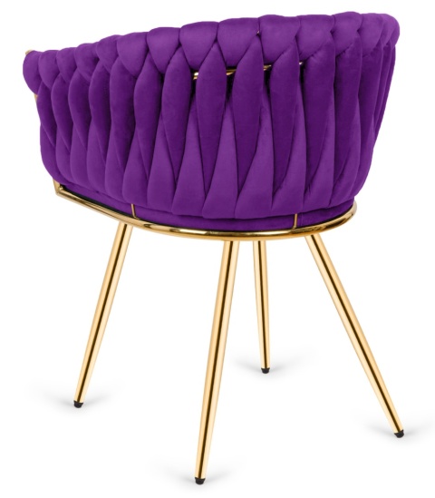 Krzesło plecione Lugano fotel TRECCIA PURPLE VELVET GOLD
