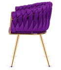 Krzesło plecione Lugano fotel TRECCIA PURPLE VELVET GOLD