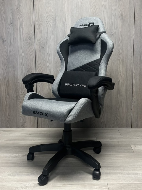 Fotel obrotowy gamingowy EVO FABRIC FULL GREY BLACK XL