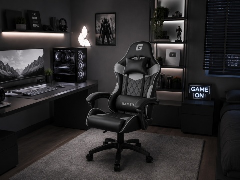 Fotel obrotowy gamingowy EVO PU GREY XL