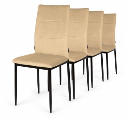 Krzesła tapicerowane Zestaw 4 VALVA DUO VELVET BEIGE