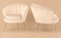 Krzesło Fotel Muszla Lugano DONNA VELVET BEIGE II gatunek