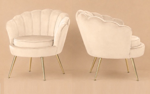 Krzesło Fotel Muszla Lugano DONNA VELVET BEIGE II gatunek