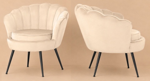Krzesło Fotel Muszla Lugano DONNA VELVET BEIGE II gatunek