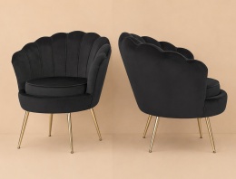 Krzesło Fotel Muszla Lugano DONNA VELVET BLACK