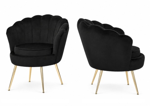 Krzesło Fotel Muszla Lugano DONNA VELVET BLACK