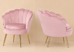 Krzesło Fotel Muszla Lugano DONNA VELVET PINK