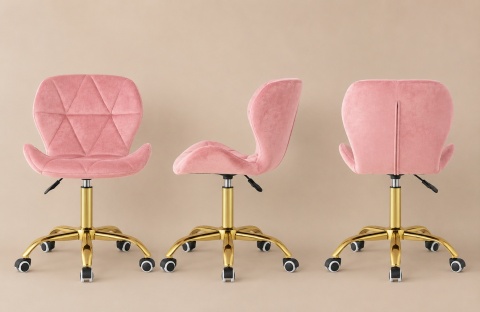 Krzesło obrotowe VASTO OFFICE VELVET PINK GOLD