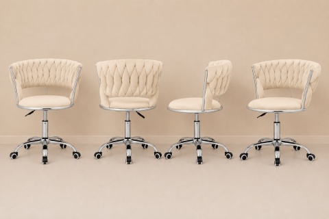 Krzesło obrotowe warkocz TRECCIA OFFICE BEIGE VELVET