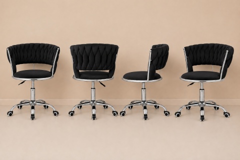 Krzesło obrotowe warkocz TRECCIA OFFICE BLACK VELVET