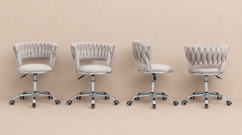 Krzesło obrotowe warkocz TRECCIA OFFICE GREY VELVET