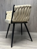 Krzesło plecione Lugano fotel TRECCIA BEIGE VELVET SMOKE