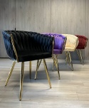 Krzesło plecione Lugano fotel TRECCIA BLACK VELVET GOLD