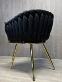 Krzesło plecione Lugano fotel TRECCIA BLACK VELVET GOLD