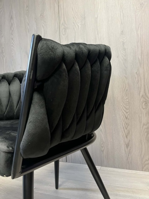 Krzesło plecione Lugano fotel TRECCIA BLACK VELVET SMOKE